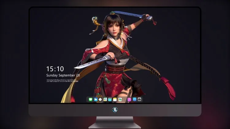 
有两把剑的古代亚洲武士女孩