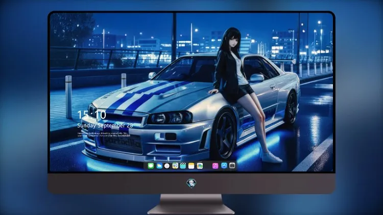 
动漫女孩和赛车日产 Gtr 天际线