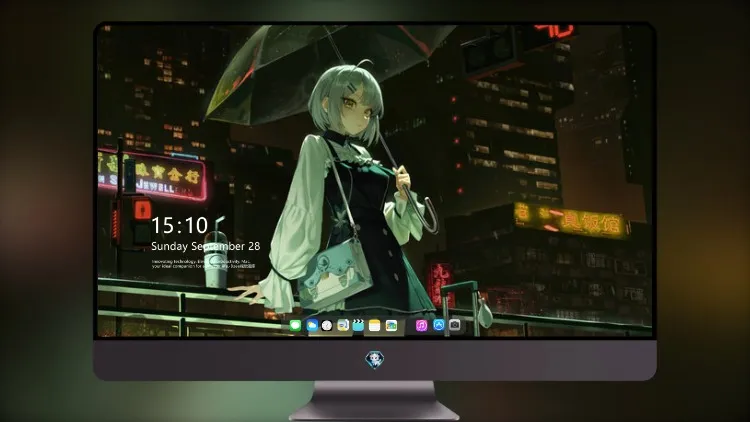 
动漫女孩夜晚打伞散步