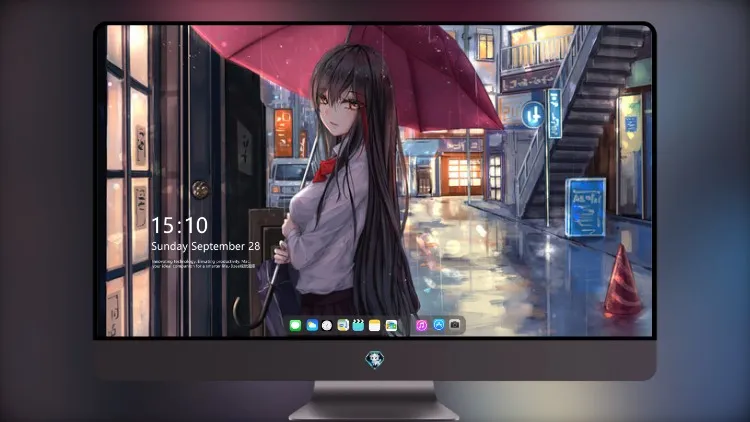 
动漫女孩雨伞看着观众