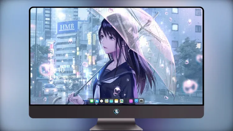 
Anime 女孩 雨 水滴 伞