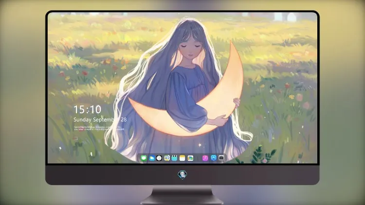 
动漫女孩手捧月亮