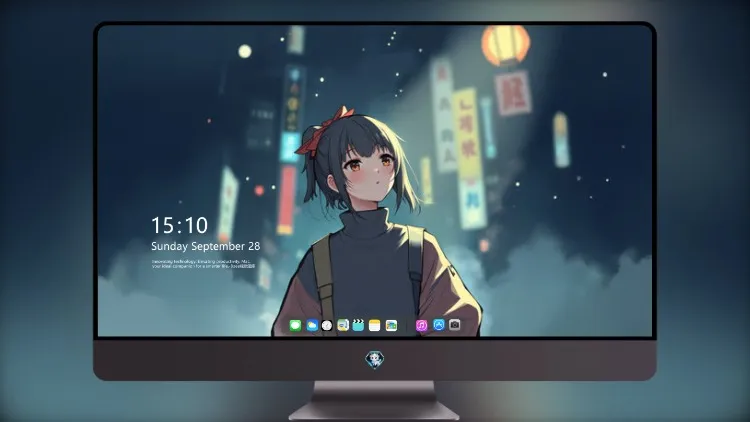 
动漫女孩与红发丝带