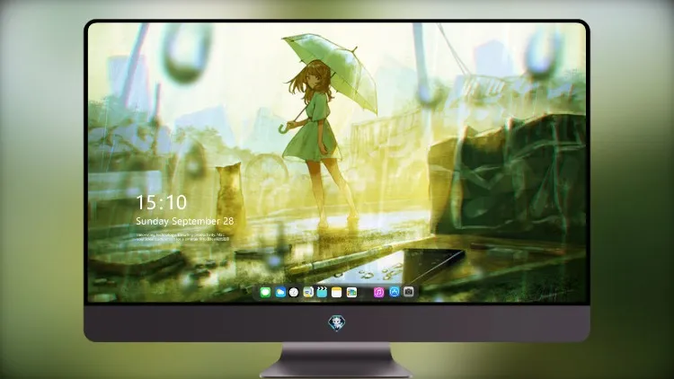 
动漫女孩在雨中撑着伞