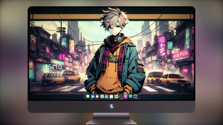 
脖子上挂着耳机的动漫 Lofi 男孩