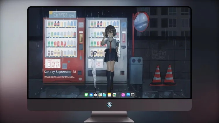 
动漫女学生自动售货机咖啡店