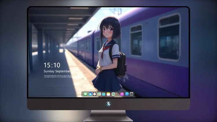
动漫女学生在火车站