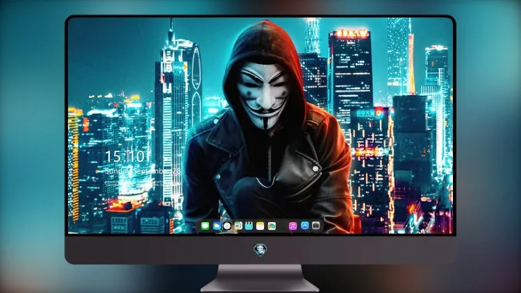 
Anonymus 面具男孩屋顶建筑物 5k壁纸超清桌面屏保