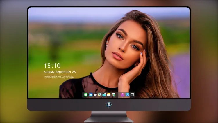 
美丽的金发女孩看着观众