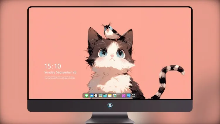
鸟坐在猫头上最小可爱 5k壁纸超清桌面屏保