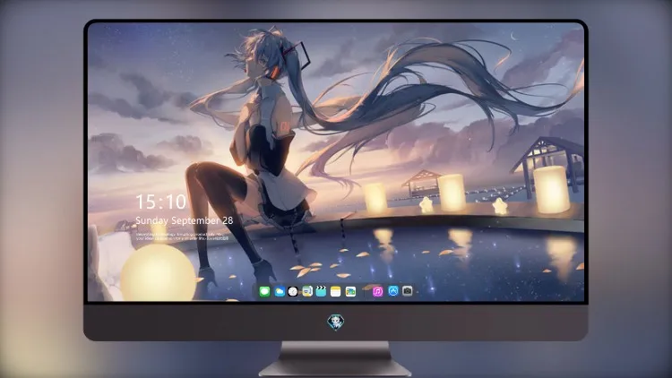 
Hatsune Miku Anime 女孩 耳机 看着远处 日落