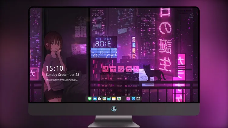 
霓虹灯夜动漫女孩猫