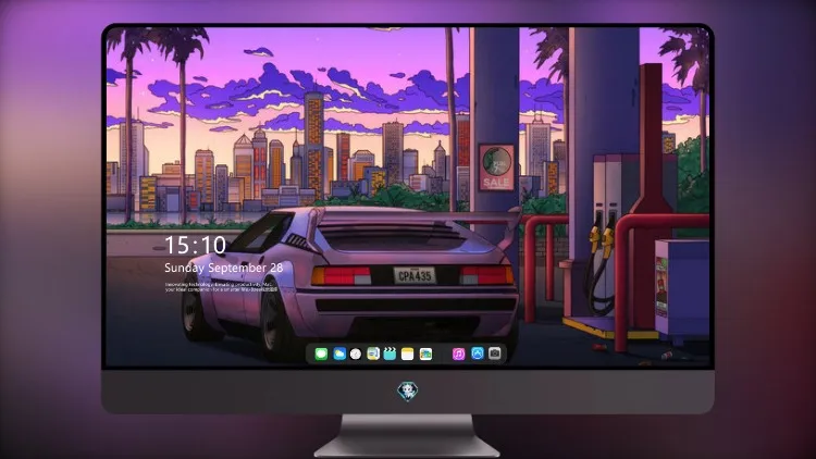 
复古汽车加油站 Synthwave 5k壁纸超清桌面屏保