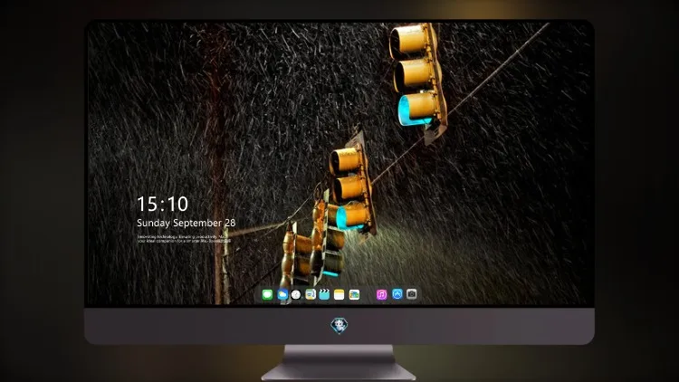 
红绿灯夜雨5k壁纸